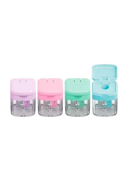 Kalemtraş Minibox Hazneli Pastel Renkler 4 Lü