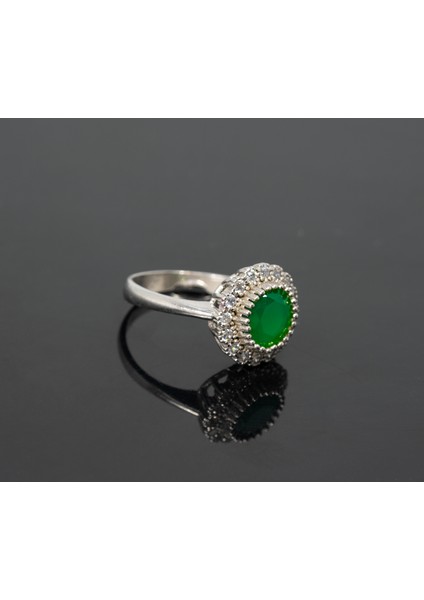 925 Ayar Gümüş Zümrüt Taş Görünümlü Kadın Yüzük, Parmağa Göre Ayarlanır 4.05 gr fiyatları