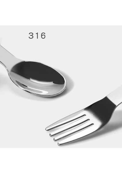 Yeşil Renk Figürlü Premium Çocuk Bpa Free Silikon Sap Paslanmaz Çelik Uçlu Çatal-Kaşık Set 9+ Ay