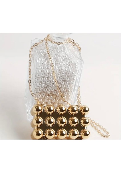 Gold Kare Kapsül Mini Çanta