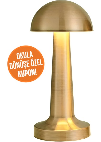 Mantar Masa Lambası Dokunmatik 3 Renkli Ayarlanabilir Şarjlı Gold Okula Dönüş Kuponlu