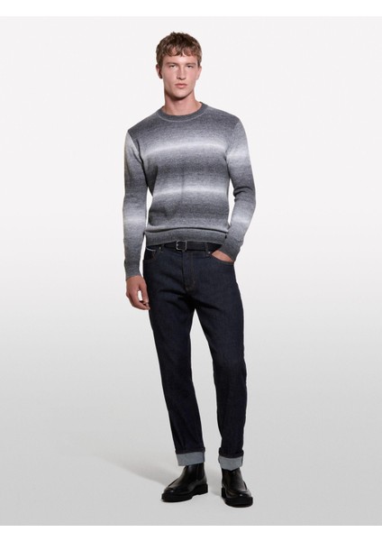 Sisley Yün Karışımlı Renk Geçişli Bisiklet Yaka Kazak Erkek Mavi Kazak - 324A1QRPS1045 fırsatları