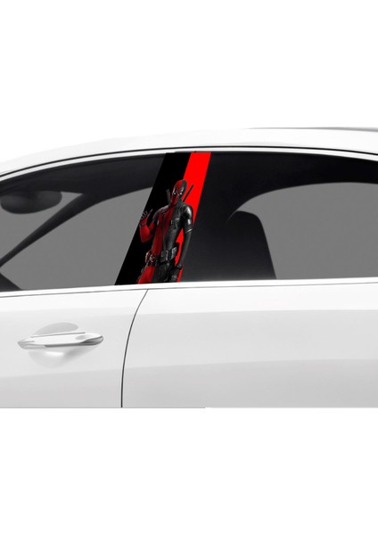Araç Kapı Direk Kaplama Folyosu Deadpool Desenli (Sağ Sol Takim) (2 Adet) - 22X50 cm