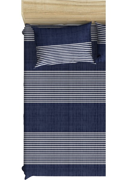 %100 Pamuklu Bej Çizgili 90X190 ve 100X200 cm Tek Kişilik Yataklara Uyumlu Lastikli Çarşaf