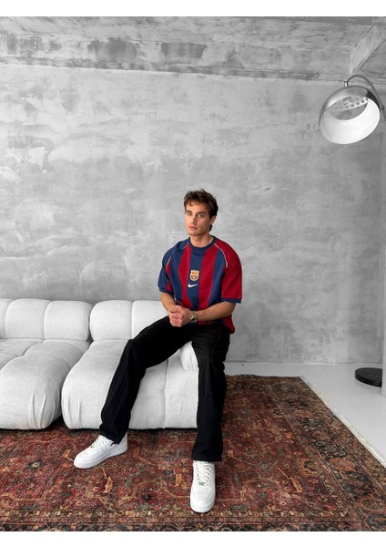 Fc Barcelona Erkek Oversize Retro T-Shirt
