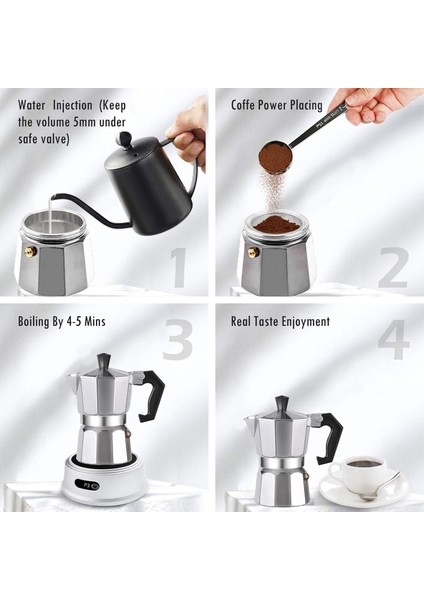 Klasik Italyan Moka Pot - 6061 Saf Alüminyum Profesyonel Moka Pot - 6 Kişilik 722059 modelleri