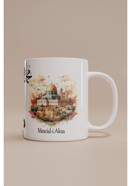 Kâbe ve Mescid-I Aksa Dini Temalı Kupa Bardak