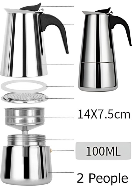 Inox Moka Pot - Paslanmaz Çelik Profesyonel Moka Pot - 100 ml 722055 fiyatları