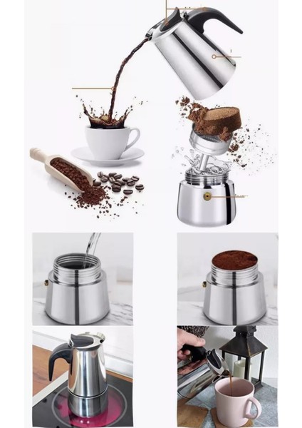 Inox Moka Pot - Paslanmaz Çelik Profesyonel Moka Pot - 100 ml 722055 modelleri