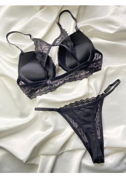 Lingerie Ön Çıtçıtlı Dantelli Sütyen & Tanga Takımı