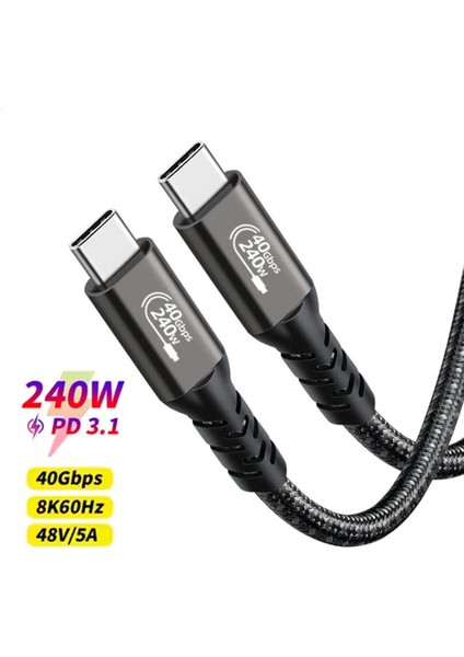 USB 4.0 Çift Taraflı Type-C 240W 40 Gbps 8k 60Hz Data Aktarım ,type-C Hızlı Şarj 1mt