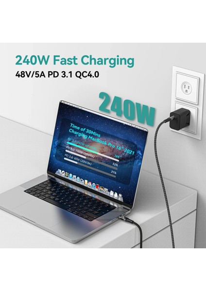 USB 4.0 Çift Taraflı Type-C 240W 40 Gbps 8k 60Hz Data Aktarım ,type-C Hızlı Şarj 1mt indirimleri