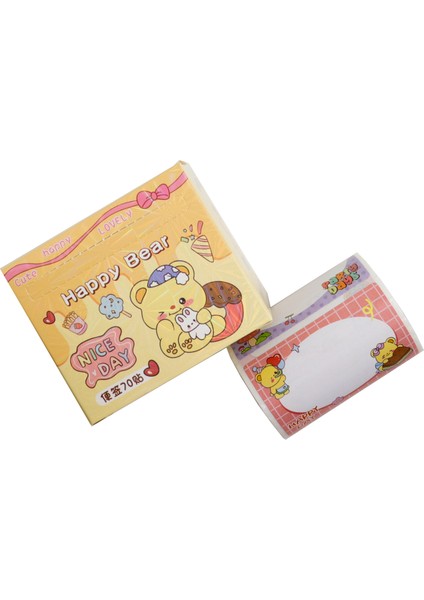 Happy Bear Desenli Rulo Etiket 70’li Set 6x4 cm – Kutu Rengi Stok Durumuna Göre Değişebilir modelleri