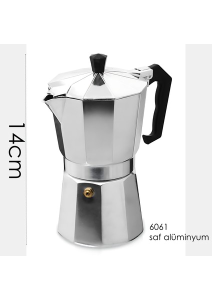 Klasik Italyan Moka Pot - 6061 Saf Alüminyum Profesyonel Moka Pot - 3 Kişilik 722058 fiyatları