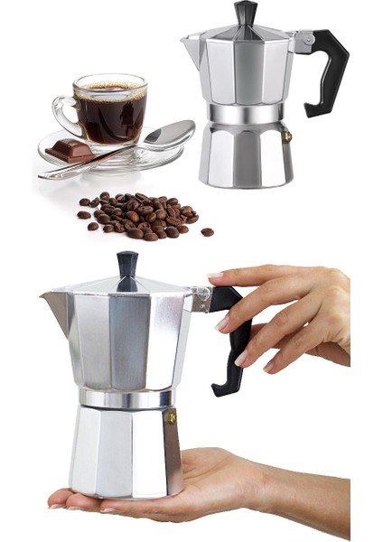 Klasik Italyan Moka Pot - 6061 Saf Alüminyum Profesyonel Moka Pot - 3 Kişilik 722058 indirimleri