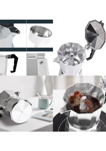 Klasik Italyan Moka Pot - 6061 Saf Alüminyum Profesyonel Moka Pot - 3 Kişilik 722058