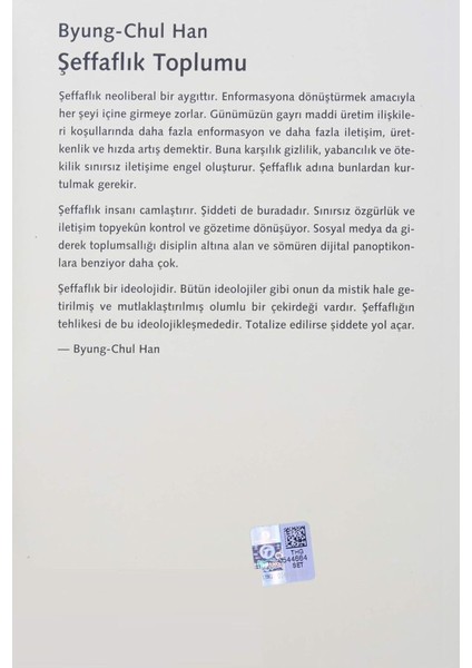 Şeffaflık Toplumu - Byung-Chul Han | Öne Çıkanlar fiyatları