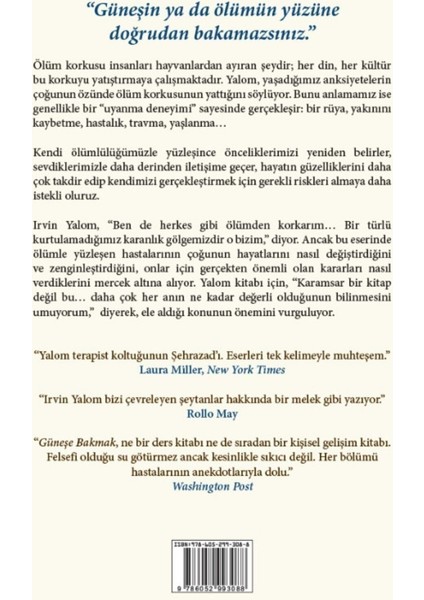 Güneşe Bakmak: Ölümle Yüzleşmek - Irvin D. Yalom | Öne Çıkanlar