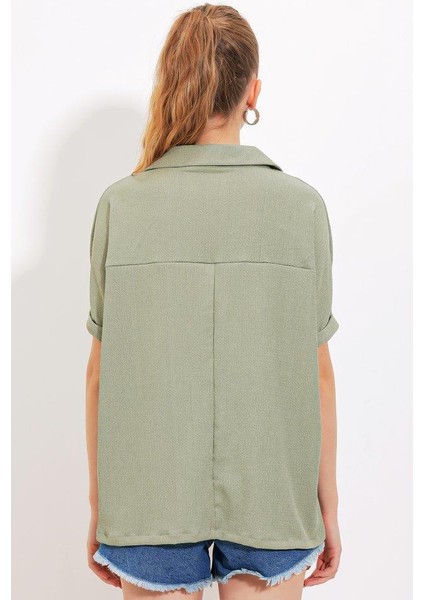 Çağla Oversize Polo Yaka Örme Bluz 0486 fırsatları