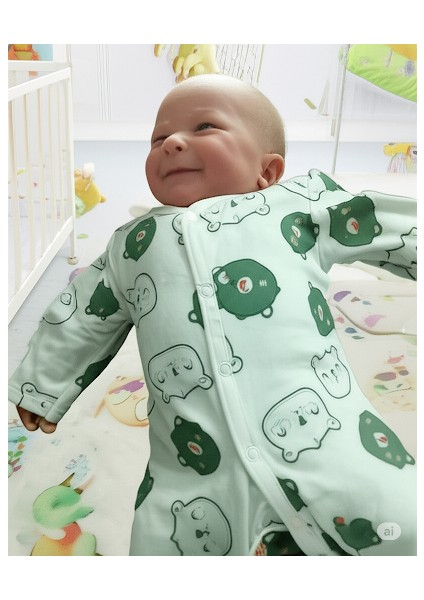 0-3-6 Ay Set Bebek Tulum Çıtçıtlı %100 Pamuk