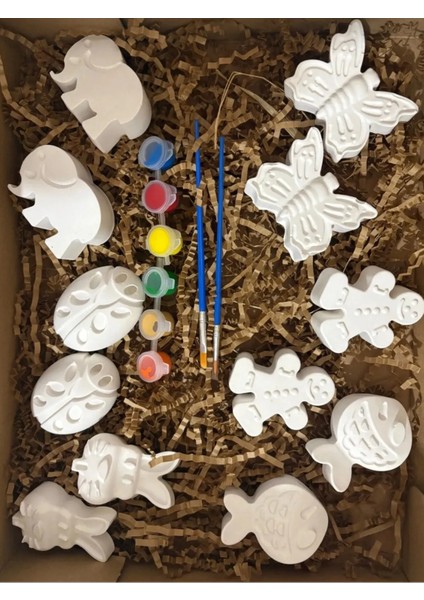 Çocuk Aktivite Seti Taş Boyama Kendin Yap 15 Parça Set Alçı Boyama Taş Boyama Seti