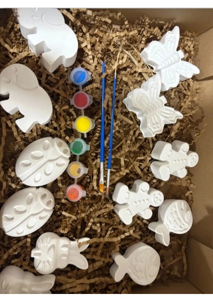 Çocuk Aktivite Seti Taş Boyama Kendin Yap 15 Parça Set Alçı Boyama Taş Boyama Seti fırsatları