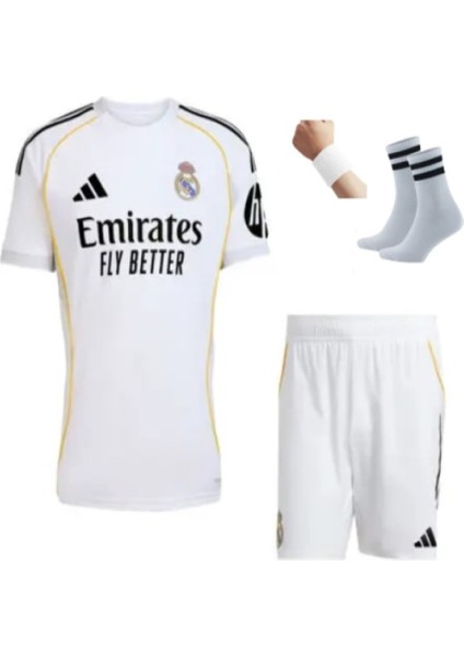 Kylian Mbappé 25/26 Sezon Real Madrid 10 Numara Çocuk Forması 4 Parça Forma+Şort+Çorap+Biliklik fiyatları