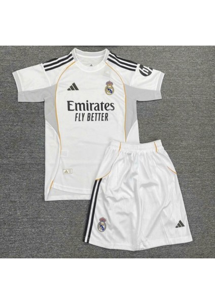 Kylian Mbappé 25/26 Sezon Real Madrid 10 Numara Çocuk Forması 4 Parça Forma+Şort+Çorap+Biliklik fırsatları