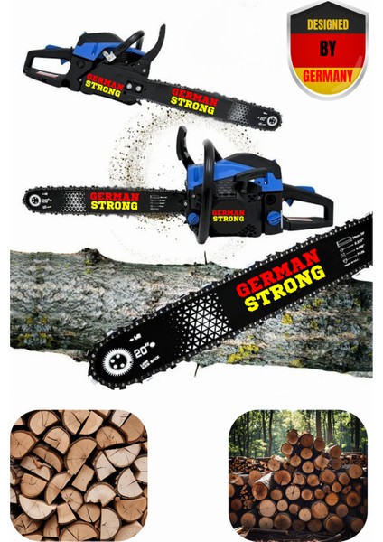 Profesyonel Extra Güçlü Alman Tasarımı 3.20 Hp 60 cc Turbo x Serisi 50 cm Pala Benzinli Ağaç Kesme Testeresi Motoru