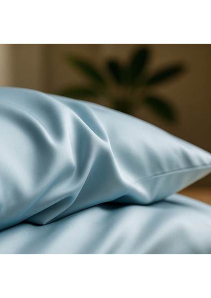Antibakteriyel Terletmeyen Ipek Saten Yastık Kılıfı 2'li 50X70 Mavi