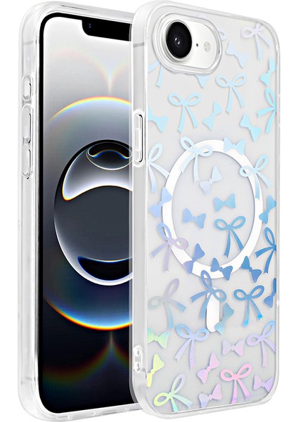 Apple iPhone 16E Uyumlu Magsafe Şarj Özellikli Şeffaf Renkli Figürlü Folk Kılıf Sert Kapak