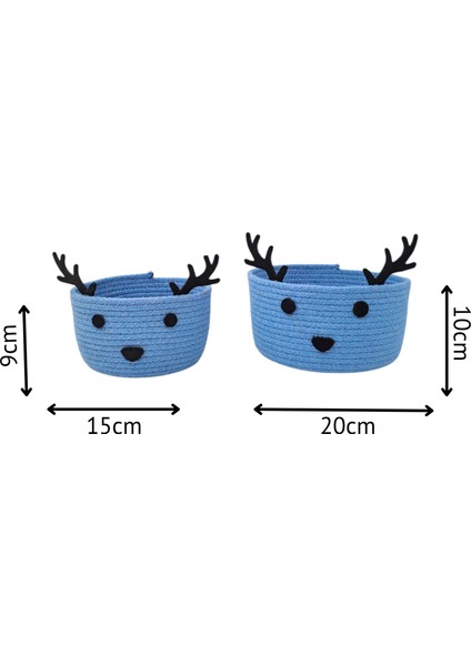 Geyik Figürlü Ikili Örgü Sepet Seti - Oyuncak Sepeti - Bebek Odası Sepet - Düzenleyici - Organizer fiyatları