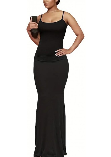 Kadın Kolsuz Askılı Bodycon Uzun Viskon Elbise fırsatları
