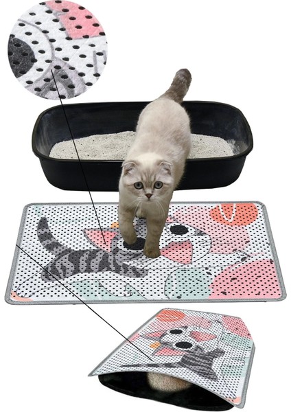 Pati Kedi Kumu Matı Çift Katlı Sıvı Geçirmez Kaymaz Elekli Yıkanabilir Kedi Tuvaleti Paspası 40X60CM