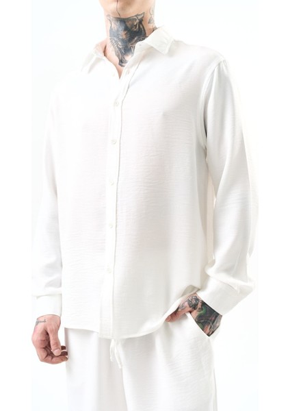 Oversize Erkek Keten Gömlek Salaş %100 Polyester