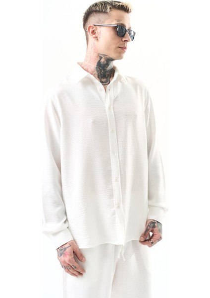 Oversize Erkek Keten Gömlek Salaş %100 Polyester modelleri