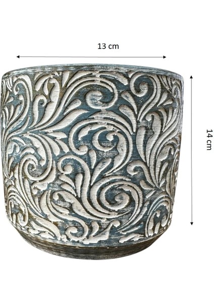 Ev Dekorasyon Mavi Eskitme Çiçek Desen Beton Saksı Çiçeklik Saksılık fiyatları