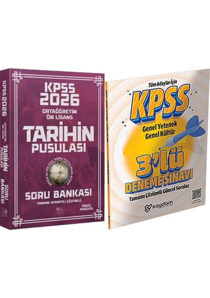 2026 Kpss Lise Ortaöğretim Ön Lisans Tarihin Pusulası Soru Bankası - 3 Deneme