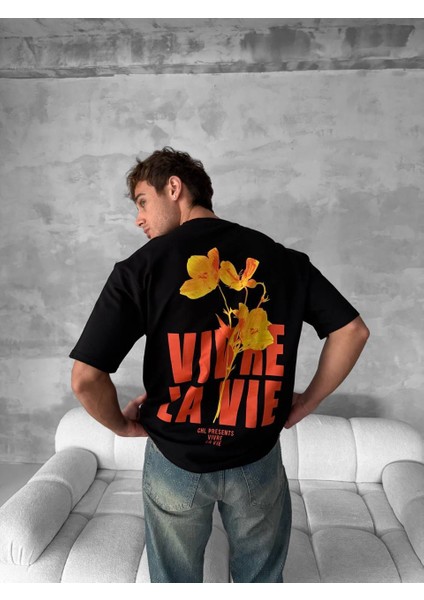 La Vie Siyah Oversize Erkek T-Shirt