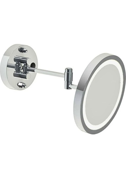 Duvara Monte LED Işıklı Krom Makyaj Aynası | Zoom Özellikli Premium Kozmetik Ayna | Ayarlanabilir Tasarım | Otel Buklet Serisi