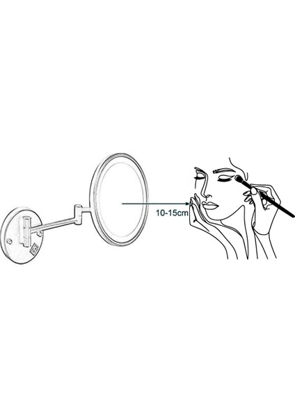 Duvara Monte LED Işıklı Krom Makyaj Aynası | Zoom Özellikli Premium Kozmetik Ayna | Ayarlanabilir Tasarım | Otel Buklet Serisi modelleri
