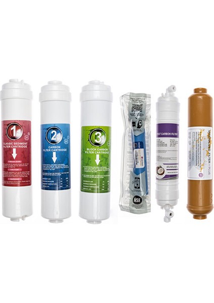 Tüm Kapalı Kasa Su Arıtma Cihazlarına Uyumlu Inlıne 6'lı Filtre Seti Lg Membranlı