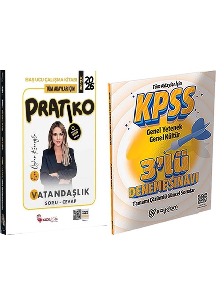 2026 Kpss Vatandaşlık Pratiko Soru Cevap Çalışma Kitabı - 3 Deneme