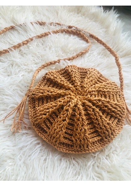 Yuvarlak Hasır Makaron Bohem Çanta, Yuvarlak el örgüsü çanta, Hasır , Kağıt ip çanta, tasarım günlük çanta, plaj modası, yazlık çanta, kadın boyundan asılabilir handmade kese rengi çanta