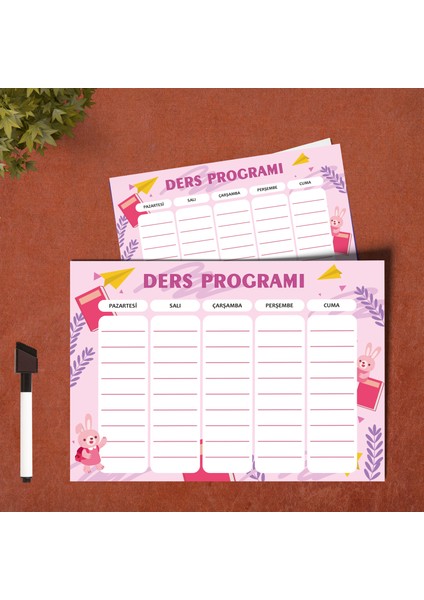Okul Ders Programı Planlayıcı Yaz-Sil Pvc Poste