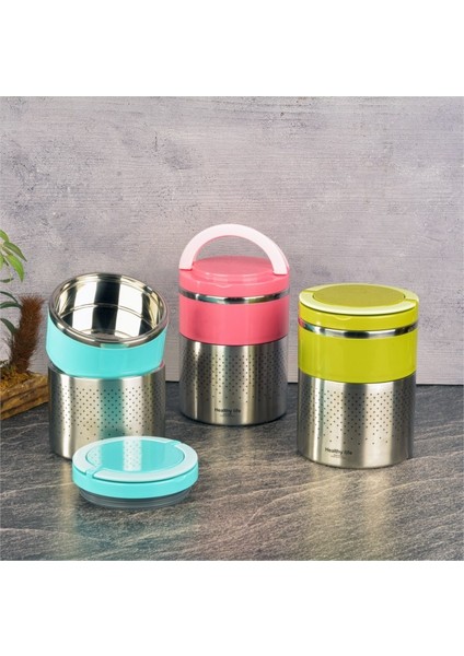 Kulplu Çelik Sefer Tası - Yemek Termosu Saklama Kabı 2 Katlı Pembe fırsatları