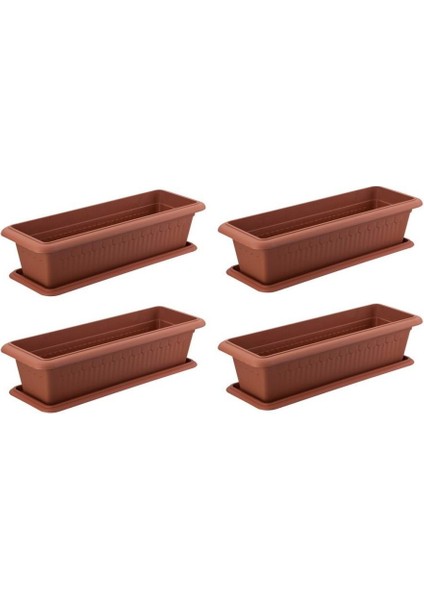 SY-5790 Büyük Antik Köşeli Tabaklı Saksı 100 Lt Kahverengi 4 Adet