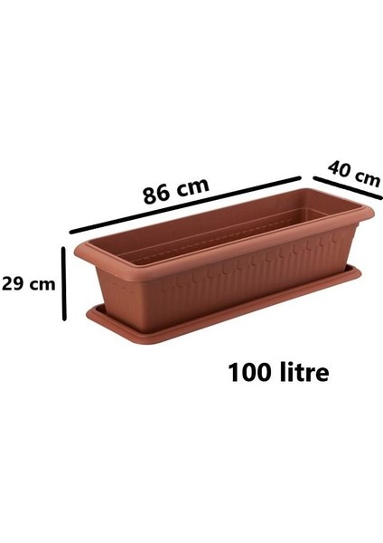 SY-5790 Büyük Antik Köşeli Tabaklı Saksı 100 Lt Kahverengi 4 Adet fiyatları