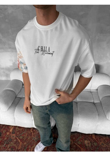 The Movement Oversize Erkek Beyaz T-Shirt indirimleri