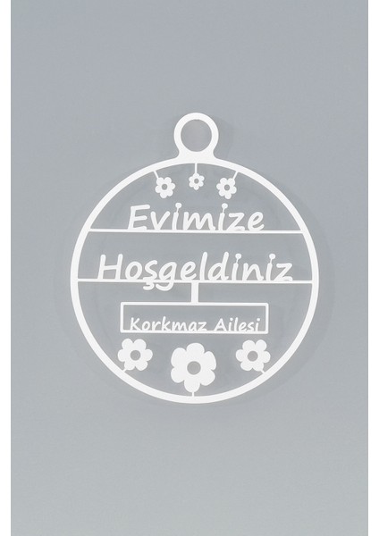 3D Baskı Kişiye Özel Evimize Hoş Geldiniz Kapı Süsü-Beyaz-M